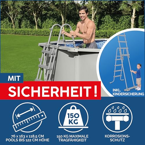 Bestway Hydrium Stahlwandpool Komplett-Set mit Sandfilteranlage 500 x 360 x 120 cm, grau, rund – Bild 7