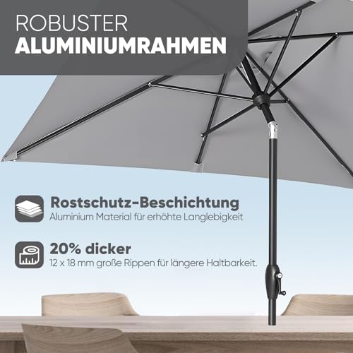 Sekey Aluminum Sonnenschirm 210x140 cm Sonnenschirm Balkon Sonnenschirme Rechteckig für Balkon Garten & Terrasse Sonnenschutz UV 50 – Bild 2