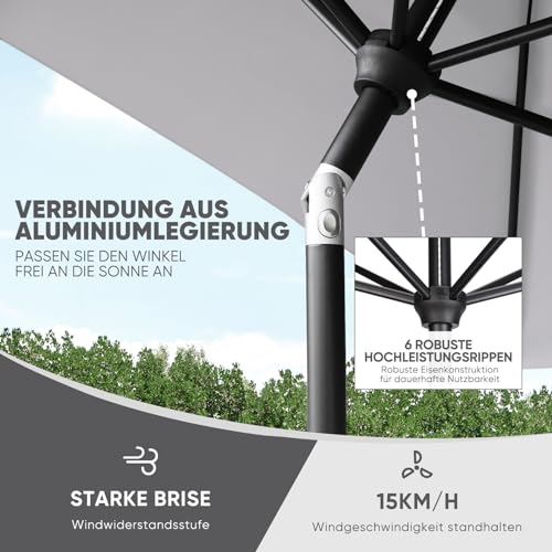 Sekey Aluminum Sonnenschirm 210x140 cm Sonnenschirm Balkon Sonnenschirme Rechteckig für Balkon Garten & Terrasse Sonnenschutz UV 50 – Bild 3
