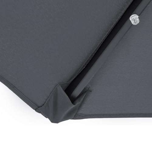 Kingsleeve® Sonnenschirm LED Beleuchtung UV Schutz 80 Solar Schutzhülle 270cm Groß Kurbel Knickbar Balkon Terrasse Gartenschirm Marktschirm Anthrazit – Bild 7