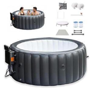LADECNERHT Aufblasbares Spa Für 3-4 Personen, 180 X 71 cm Tragbares Außen-Spa, Mit 150 Luftdüsen, Wasserumlaufheizung, Heizt Bis 42°c/104°f, Für Innen/Außen, Terrasse & Garten