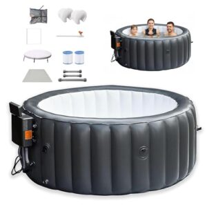 LADECNERHT Aufblasbares Spa, Außen-Spa Für 3-4 Personen, Tragbares Aufblasbares Quadrat-Spa, Heizt Bis 42°c/104°f, 150 Sanfte Massage-Luftdüsen