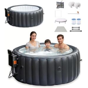 LADECNERHT Aufblasbares Spa, Rundes Tragbares Spa 180 X 71 cm, Tragbares Außen-Spa, 150 Luftdüsen, Mit Integriertem Schnellbefüllsystem, Kapazität Für 3-4 Personen, Für Innen/Außen