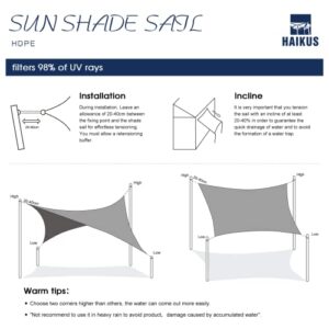 Alternative view of HAIKUS Sonnensegel 5x6 Rechteckig Premium HDPE, Wasserdurchlässig Sonnenschutz Atmungsaktiv Wetterbeständig für Garten Balkon und Terrasse, mit Befestigungsseile, Rechteck Weiss 5x6m, Sand