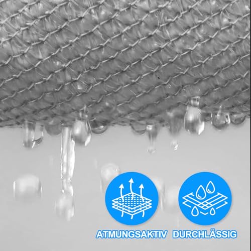 Sonnensegel 3.5x4m Rechteckig Sonnenschutz Atmungsaktives HDPE Sonnensegel UV Schutz 95% Sunsegel für Garten Balkon Terrasse Outdoor Camping Patio, Grau (Maßgeschneiderte Größen verfügbar) – Bild 3