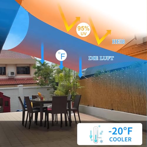 Sonnensegel 3.5x4m Rechteckig Sonnenschutz Atmungsaktives HDPE Sonnensegel UV Schutz 95% Sunsegel für Garten Balkon Terrasse Outdoor Camping Patio, Grau (Maßgeschneiderte Größen verfügbar) – Bild 6