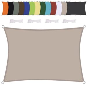 Sonnensegel Wasserdicht Quadrat 3.6x3.6m Wetterschutz Sonnenschutz PES Polyester mit UV Schutz für Terrasse Balkon Garten-Taupe