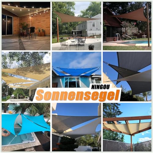 Sonnensegel Wasserdicht Quadrat 3.6x3.6m Wetterschutz Sonnenschutz PES Polyester mit UV Schutz für Terrasse Balkon Garten-Taupe – Bild 7