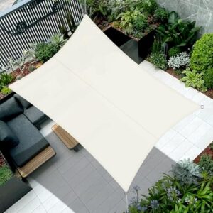 COOL AREA Sonnensegel Wasserdicht Rechteckig 4x5m Sonnenschutz 95% UV Schutz Windschutz,Wasserabweisend Segel Geeignet für Außenbereiche wie Garten Balkon Terrasse-Creme