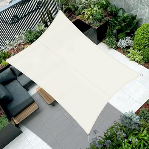 COOL AREA Sonnensegel Wasserdicht Rechteckig 4x5m Sonnenschutz 95% UV Schutz Windschutz,Wasserabweisend Segel Geeignet für Außenbereiche wie Garten Balkon Terrasse-Creme