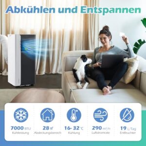 Alternative view of COSTWAY 7000BTU mobile Klimaanlage, 3-in-1 Kühlgerät mit Ventilator & Luftentfeuchter für Räume bis zu 28㎡, Klimagerät mit Abluftschlauch, Schlafmodus, 24H Timer, Fernbedienung