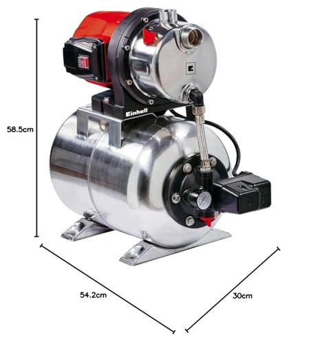 Einhell Hauswasserwerk GC-WW 1250 NN (1200 W, max. 5 bar, 5000 L/h Fördermenge, max. 50 m Förderhöhe, wartungsfreier Motor, Wasserablassschraube, 20 L Edelstahldruckkessel) – Bild 11