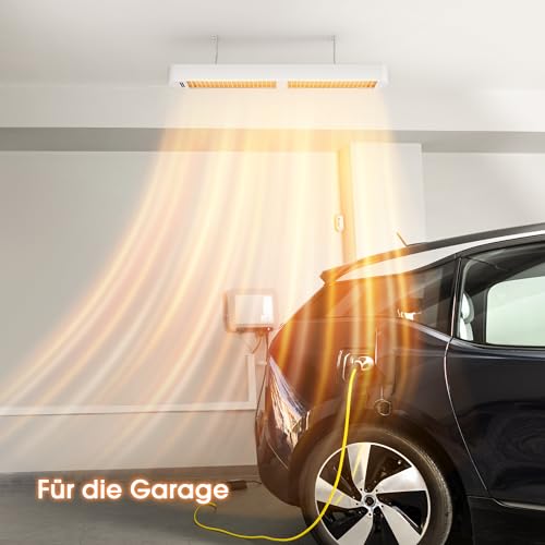 Byecold Infrarotheizung 1500W, Infrarot Heizstrahler mit Fernbedienung & WiFi APP, Wall-Mounted Hanging, Elektroheizung Wand & Deckenmontage, Innen & Außen, Terrasse, Balcony, Garten, Weiß – Bild 7