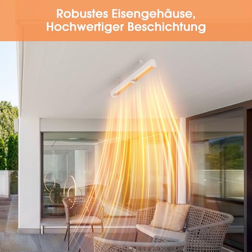 Byecold Infrarotheizung 1500W, Infrarot Heizstrahler mit Fernbedienung & WiFi APP, Wall-Mounted Hanging, Elektroheizung Wand & Deckenmontage, Innen & Außen, Terrasse, Balcony, Garten, Weiß – Bild 9