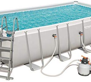 BESTWAY Power Steel Rectangular Pool Set 549x274x122 cm, Stahlrahmenpool-Set mit Sandfilteranlage und Zubehör