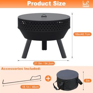 Alternative view of Wakeyard 54.6 cm Outdoor Feuerschale mit Grillrost, Multifunktional Feuerschalen für den Garten mit Wasserdichter Tasche & Poker, Feuerschale für Draußen, Lagerfeuer und Camping, Grillfeuerschale