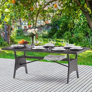 Alternative view of Casaria® Polyrattan Gartentisch 190x90x74cm mit Ablage WPC-Tischplatte Höhenverstellbar Holzoptik Wetterfest Garten Terrasse Esstisch Gartenmöbel Grau