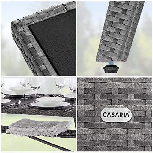 Casaria® Polyrattan Gartentisch 190x90x74cm mit Ablage WPC-Tischplatte Höhenverstellbar Holzoptik Wetterfest Garten Terrasse Esstisch Gartenmöbel Grau – Bild 4