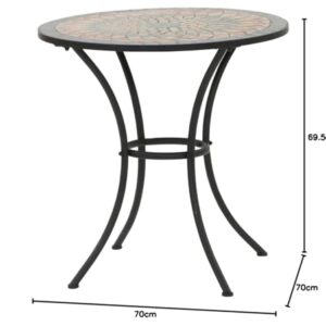 Alternative view of Siena Garden Tisch Prato, Ø70x71cm, Gestell: Stahl, pulverbeschichtet in schwarz matt, Fläche: Mosaik,Tischplatte: Keramik