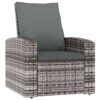 vidaXL Gartensessel Verstellbar, Sessel mit 1 Sitzkissen 1 Rückenkissen, Stuhl für Garten Terrasse, Relaxsessel Gartenmöbel, Grau Poly Rattan