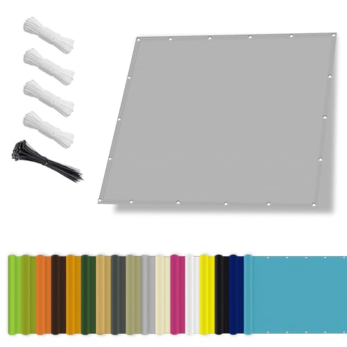 Sonnensegel wasserdicht 3x3M,Sonnenschutz- und Wetterschutz-Markise, UV-Schutz Schattiernetz mit Ösen und Kordel für Garten und Terrasse-Hellgrau