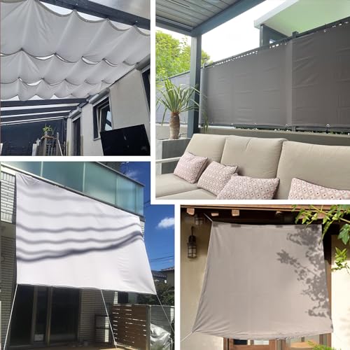 Sonnensegel wasserdicht 3x3M,Sonnenschutz- und Wetterschutz-Markise, UV-Schutz Schattiernetz mit Ösen und Kordel für Garten und Terrasse-Hellgrau – Bild 3