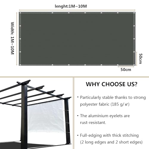 Sonnensegel wasserdicht 3x3M,Sonnenschutz- und Wetterschutz-Markise, UV-Schutz Schattiernetz mit Ösen und Kordel für Garten und Terrasse-Hellgrau – Bild 6