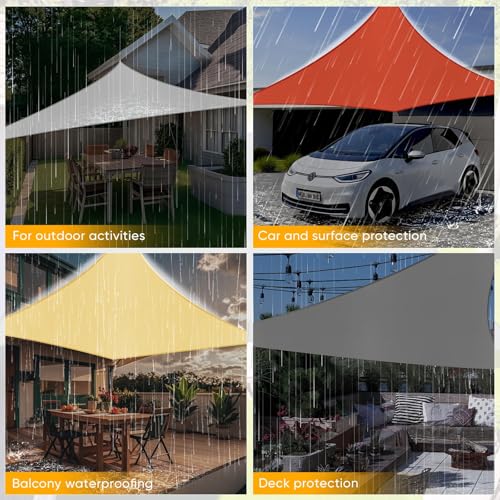 Shade&Beyond Sonnensegel 4x5m Rechteckig Wasserdicht, 95% UV-Schutz PES Polyester inkl Befestigungsseile für Garten Terrasse Balkon, Sand – Bild 6