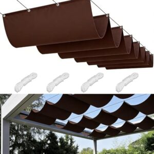Einziehbar Welle Sonnensegel 1.4x4M Verstellbar Markisenstoff Schattenabdeckung mit Ösen und Kordel Sonnenschutz Wasserdicht UV-beständig Outdoor Pergola Markise für Garten Terrasse Braun