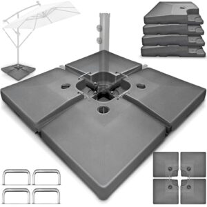 tillvex Sonnenschirmständer 90 Liter / 120 kg – 4-teilig für Ampelschirm inkl. Metallverbinder | Schirmgewicht befüllbar mit Wasser oder Sand | Schirmständer Ampelschirmständer wetterfest