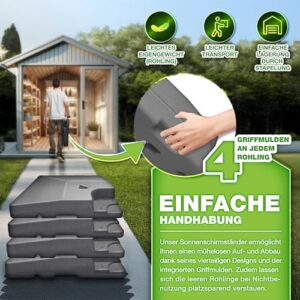 Alternative view of tillvex Sonnenschirmständer 90 Liter / 120 kg – 4-teilig für Ampelschirm inkl. Metallverbinder | Schirmgewicht befüllbar mit Wasser oder Sand | Schirmständer Ampelschirmständer wetterfest