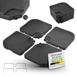 Juskys Schirmgewicht 4er-Set Quad für Schirmständer mit 60 Liter Wasser oder 80 kg Sand befüllbar HDPE Kunststoff Sonnen-Schirmständer
