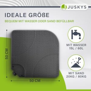 Alternative view of Juskys Schirmgewicht 4er-Set Quad für Schirmständer mit 60 Liter Wasser oder 80 kg Sand befüllbar HDPE Kunststoff Sonnen-Schirmständer