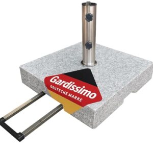 Gardissimo Trolley Granitsockel 70 kg Robusto mit Rollen Schirmständer für Sonnenschirme bis 5,4 cm Rohrdurchmesser Sonnenschirmständer mit Auszieh-Griff und Rollen