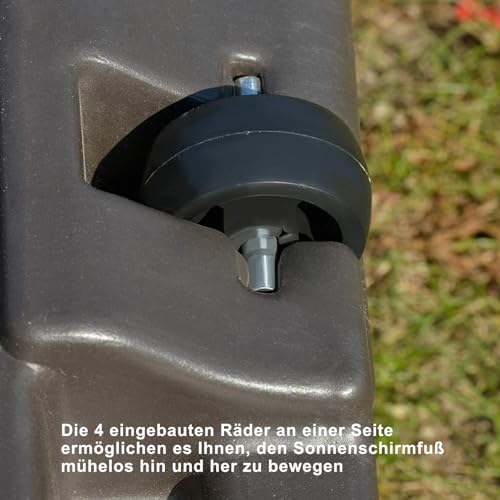 LKINBO 130 kg Sonnenschirmständer mit Rollen Schirmständer Befüllbarfür mit Wasser oder Sand Ampelschirmständer für Sonnenschirm Ampelschirm – Bild 6
