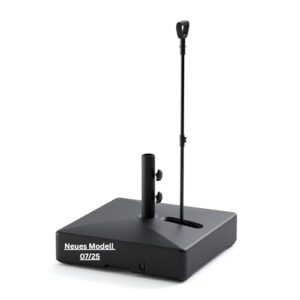 Gartenzeit® Sonnenschirmständer, Verbessertes Modell, rollbar, 65kg, befüllbar, Maße 60x60x17cm, Patent, Sonnenschirmständer mit Rollen für Sonnenschirme, fahbar, mobil,