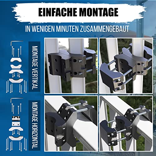 KD-TECH Stabiler Sonnenschirmhalter - Sonnenschirmständer für Balkon und runde, eckige Geländer - sichere Sonnenschirmbefestigung ohne Bohren – Bild 4
