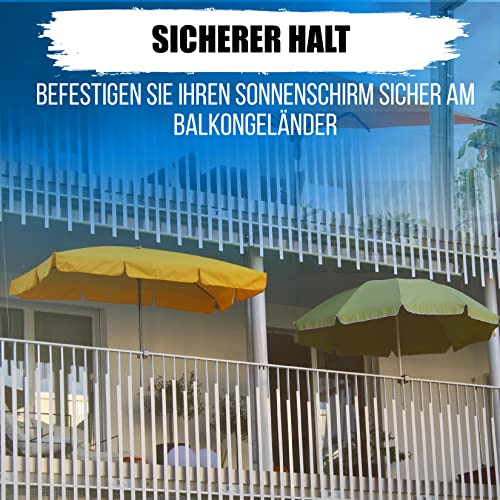 KD-TECH Stabiler Sonnenschirmhalter - Sonnenschirmständer für Balkon und runde, eckige Geländer - sichere Sonnenschirmbefestigung ohne Bohren – Bild 7