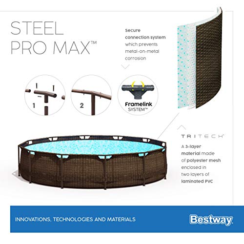 Bestway Steel Pro Max Framepool-Set, rund, mit Filterpumpe & Sicherheitsleiter 366 x 100 cm – Bild 11