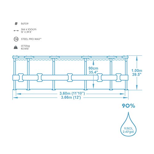 Bestway Steel Pro Max Framepool-Set, rund, mit Filterpumpe & Sicherheitsleiter 366 x 100 cm – Bild 5