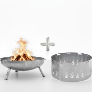 Favilla Bombe Basic Feuerschalen-Set 79 cm – Feuerschale aus Stahl mit Funkenschutz Flamme, hitzebeständig & formstabil, Schutz vor Funkenflug, für Garten, Terrasse & Outdoor