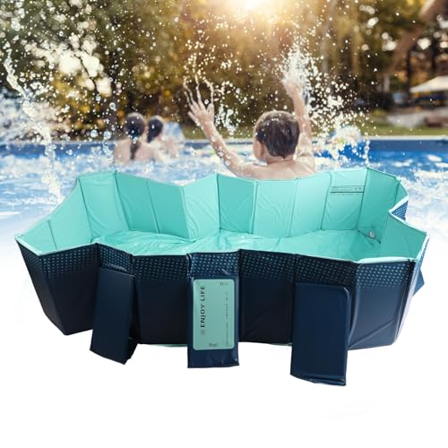 Zerodis Zerodis Großer Faltbarer Pool, PVC-Material, Tragbarer Pool für und Haustiere, 63 Zoll für Spaß Im Freien (2,6 m / 8,5 Fuß) (2,6 m / 8,5 Fuß) – Bild 3