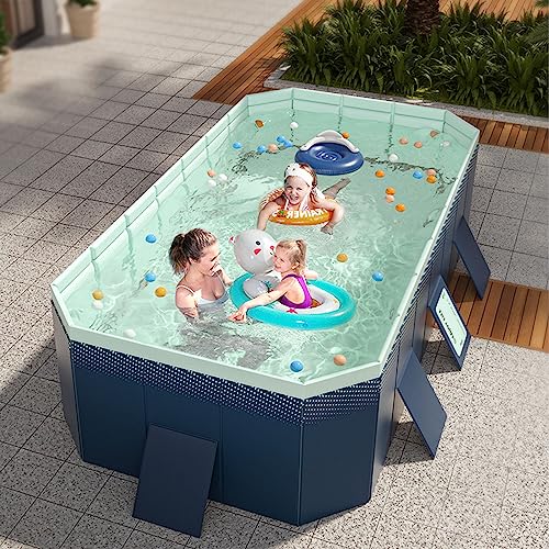 Zerodis Zerodis Großer Faltbarer Pool, PVC-Material, Tragbarer Pool für und Haustiere, 63 Zoll für Spaß Im Freien (2,6 m / 8,5 Fuß) (2,6 m / 8,5 Fuß) – Bild 4