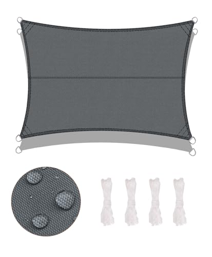LOVE STORY Sonnensegel Wasserdicht 2.5x5m Rechteckig Segeltuch Sonnenschutz Windschutz PES mit 95% UV-Schutz für Balkon, Garten, Terrasse (Anthrazit) – Bild 2