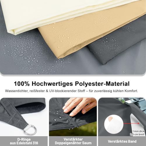 LOVE STORY Sonnensegel Wasserdicht 2.5x5m Rechteckig Segeltuch Sonnenschutz Windschutz PES mit 95% UV-Schutz für Balkon, Garten, Terrasse (Anthrazit) – Bild 4