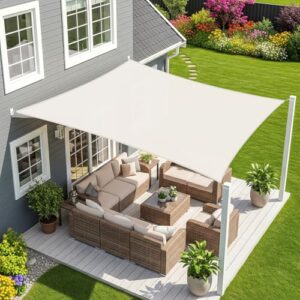Sunnylaxx 3.5x4.5m Sonnensegel Rechteckig, Wasserdicht Sonnenschutz Sunsegel Color Creme, 95% UV-Schutz,für Außenbereich,Garten