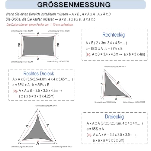 Sunnylaxx 3.5x4.5m Sonnensegel Rechteckig, Wasserdicht Sonnenschutz Sunsegel Color Creme, 95% UV-Schutz,für Außenbereich,Garten – Bild 5