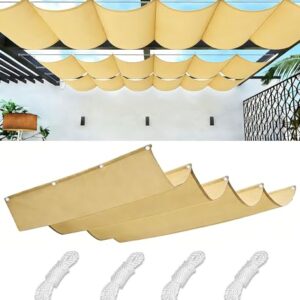 Einziehbare Welle Sonnensegel Nach Maß Wellenmarkise Verstellbar Segeltuch mit Ösen und Kordel Markisenstoff UV-Schutz Sonnenschutz Wasserdicht für Garten Pergola Balkon Terrasse 2x3M Sand