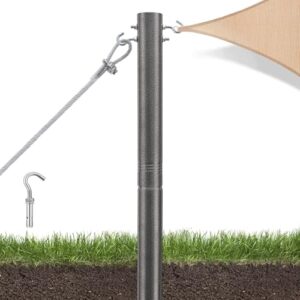 Harrms Sonnensegelmaste Grau, 11 FT Pfosten für Sonnensegel Metall, 63mm dicken Durchmesser Ständer Sonnensegel Befestigung Set für Garten Terrasse Hinterhof Rasen