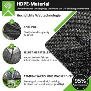 Alternative view of 95% Sonnenschutz Netz Schattierungsnetz mit Ösen, 4x6m Sonnenschutz Leicht und Haltbarkeit Gewächshaus Schatten Netz UVbeständiges Netz für Pergola, Garten, Gewächshaus, Hühnerstall